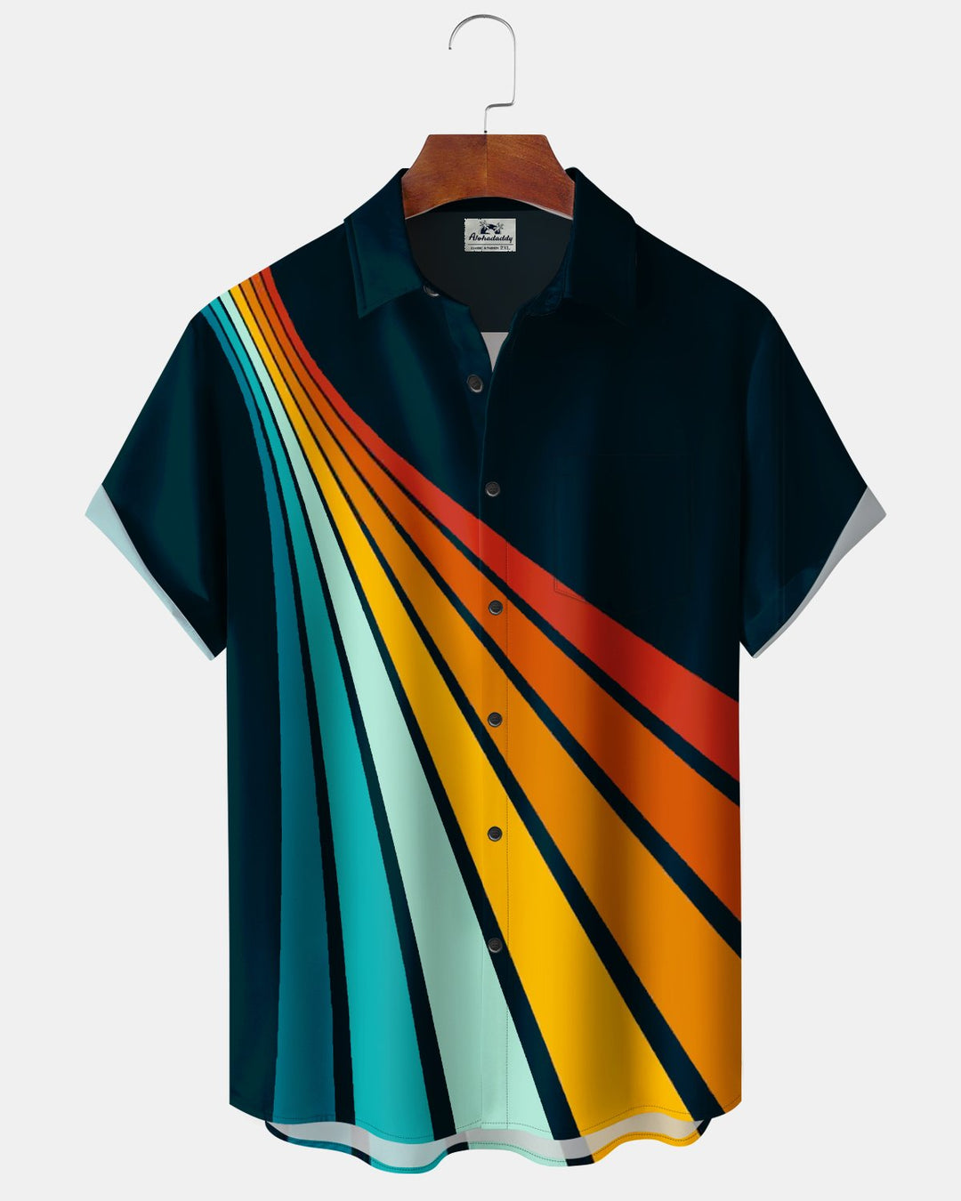 Alohadaddy® Basic Casual Rainbow Stripe Print Men&