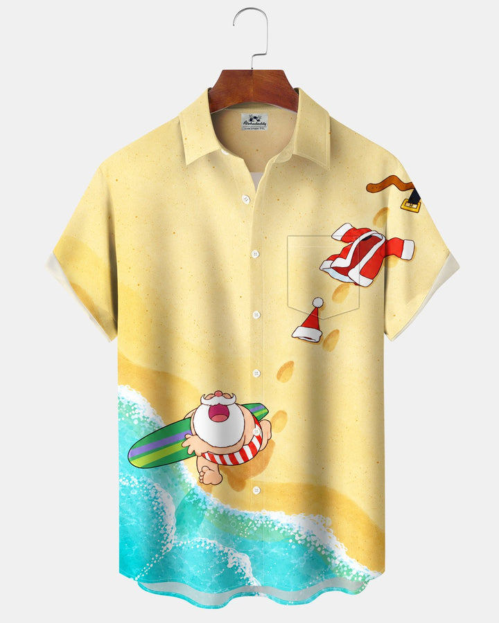Alohadaddy® Holiday Christmas Santa Claus Beach Vacation Print Men&