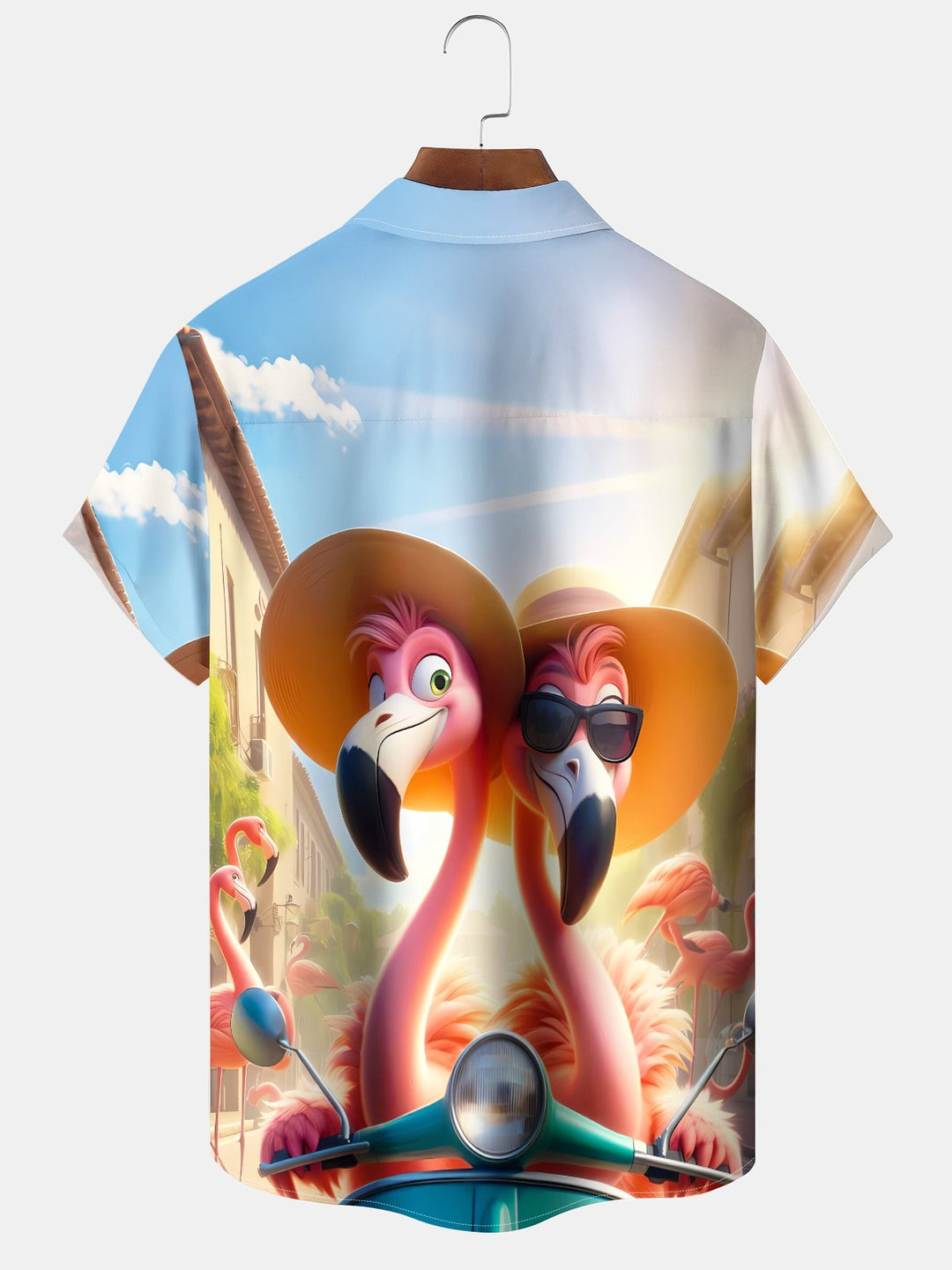 Alohadaddy Hawaii Flamingo Print Art Button Stretch Large Size Men&