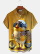 Alohadaddy Hawaiian Casual Cycling Chicken Print Art Button Cardigan Pocket Stretch Polyester Long Large Size Short Sleeve Shirt
