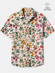 Alohadaddy Cotton Floral Art Print Moisture Wicking Chest Pocket Cardigan Hawaiian Oversized Short Sleeve Shirt
