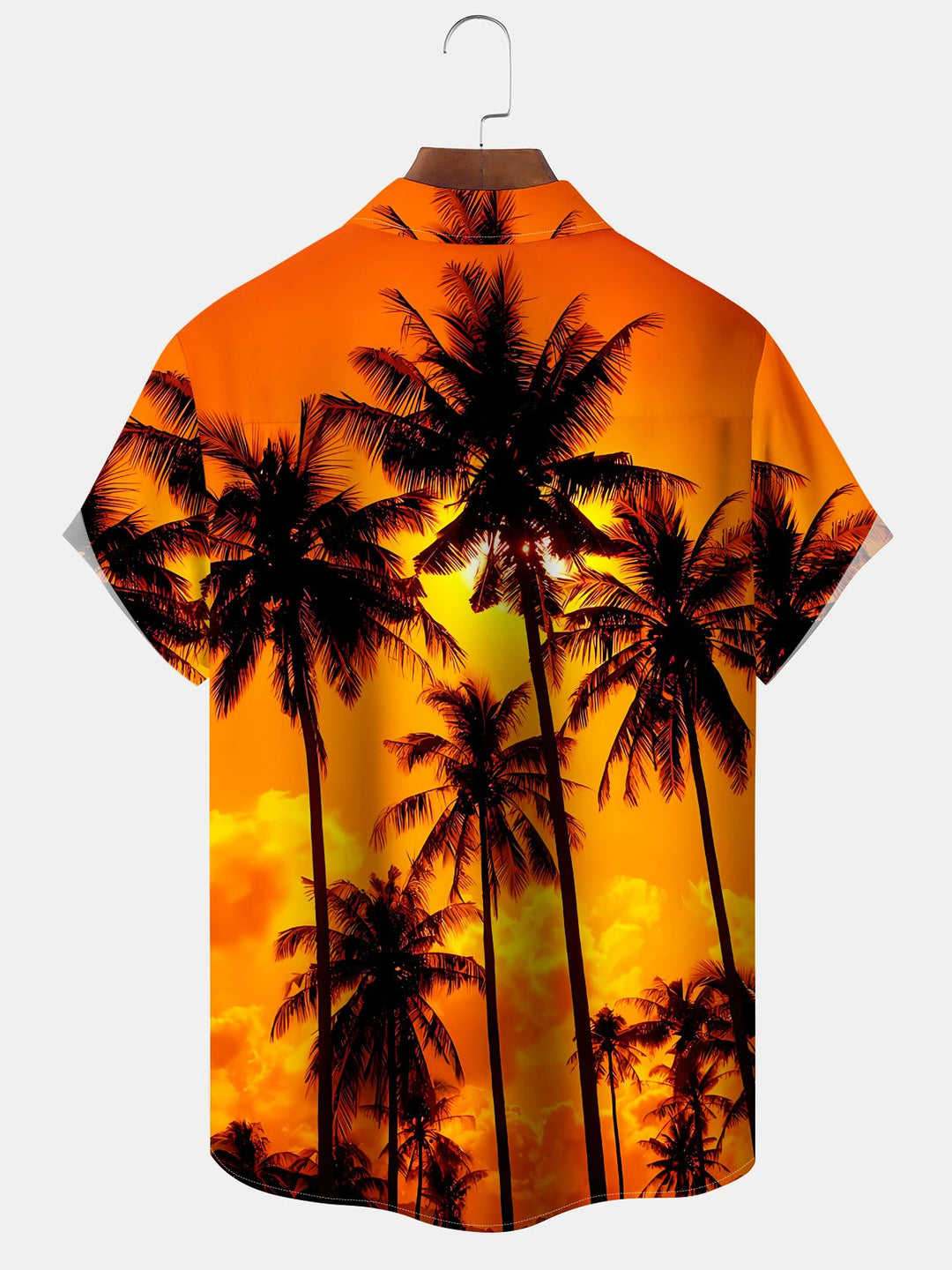 Alohadaddy® Palm Tree Sunset Chest Pocket Hawaiian Men&