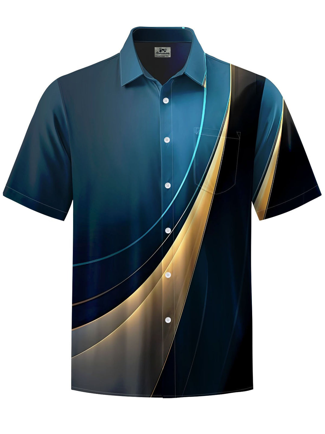 Alohadaddy® Casual Abstract Print Chest Pocket Men&