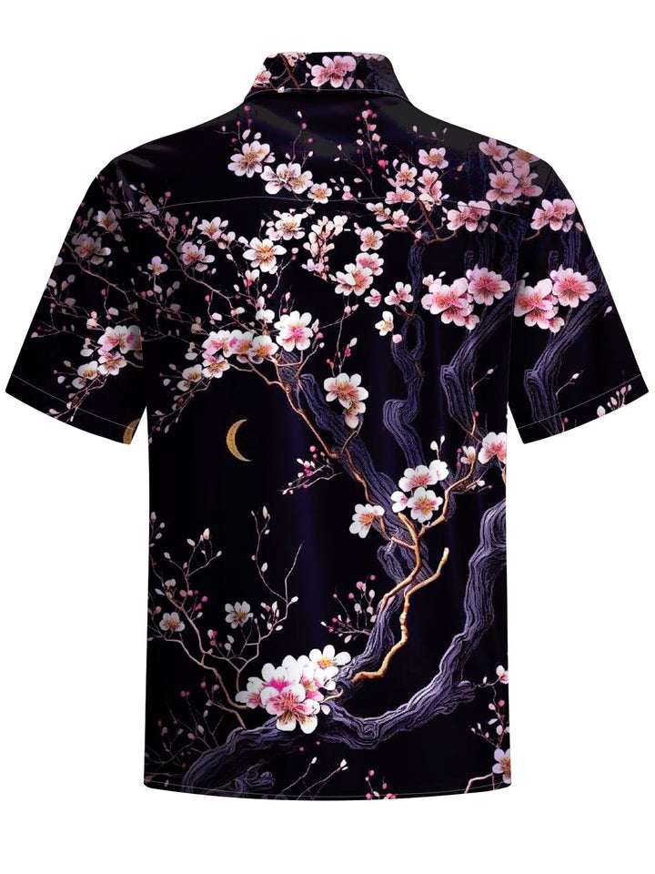 Alohadaddy® Casual Peach Art Print Chest Pocket Men&