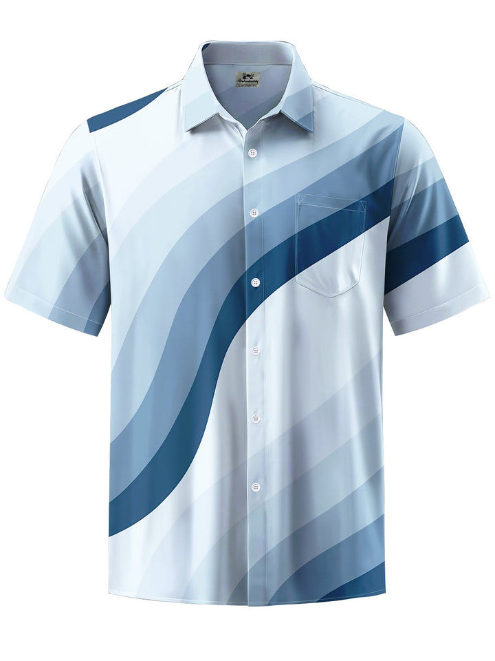 Alohadaddy® Casual Geometric Gradient Art Print Chest Pocket Men&