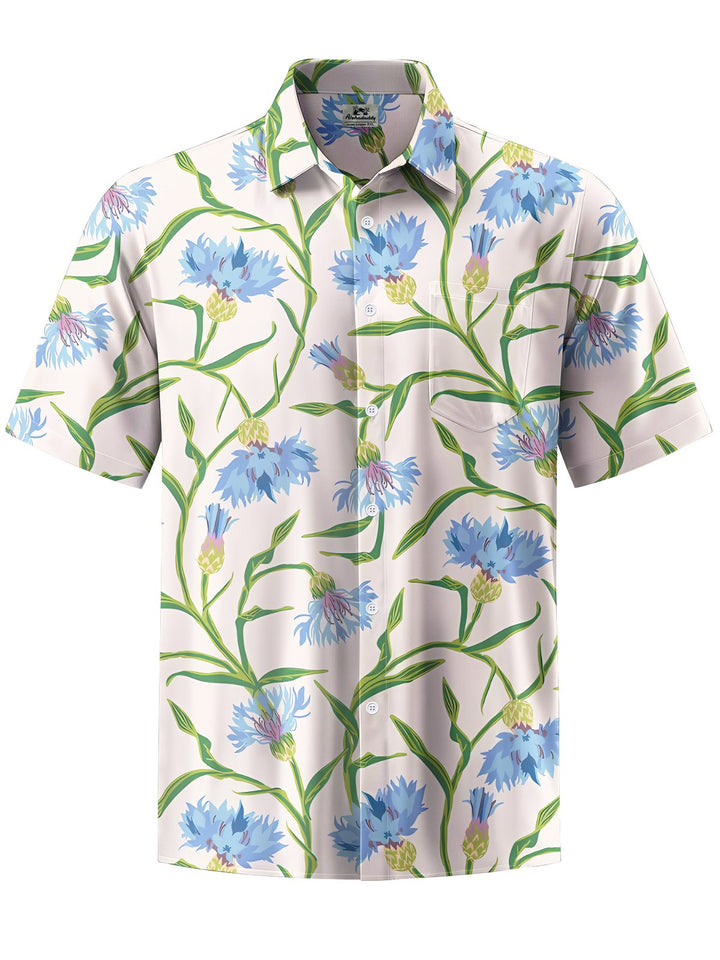 Alohadaddy® Hawaiian Flowers Art Print Chest Pocket Mens Short Sleeve Shirts Big &amp; Tall