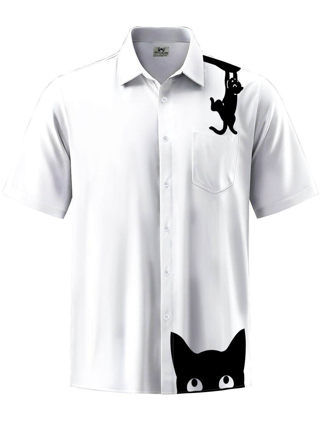 Alohadaddy® Casual Cat Art Print Mens Moisture Wicking Short Sleeve Shirt Big &amp; Tall