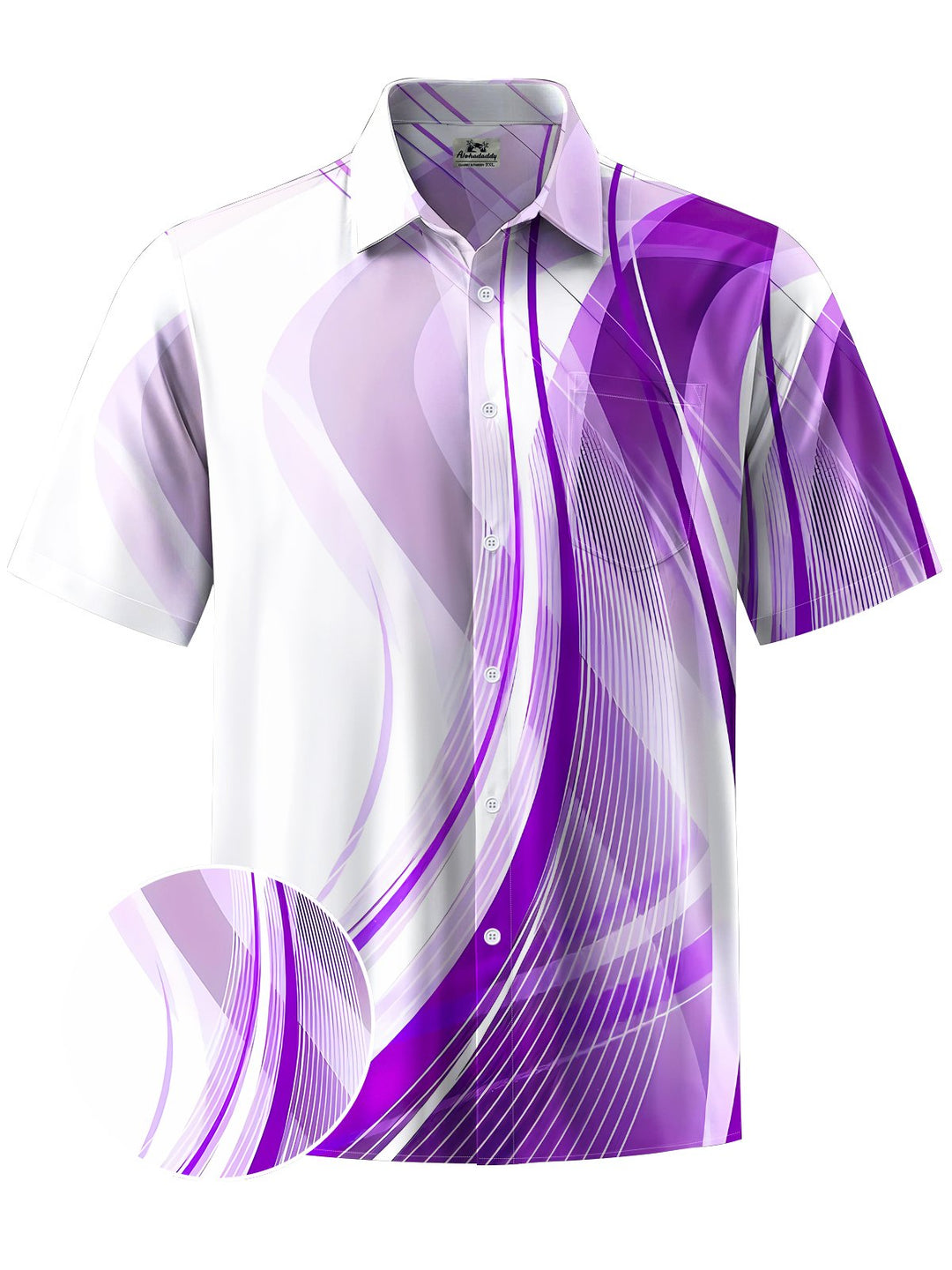 Alohadaddy® Casual Stripe Art Print Chest Pocket Mens Short Sleeve Shirt Big &amp; Tall