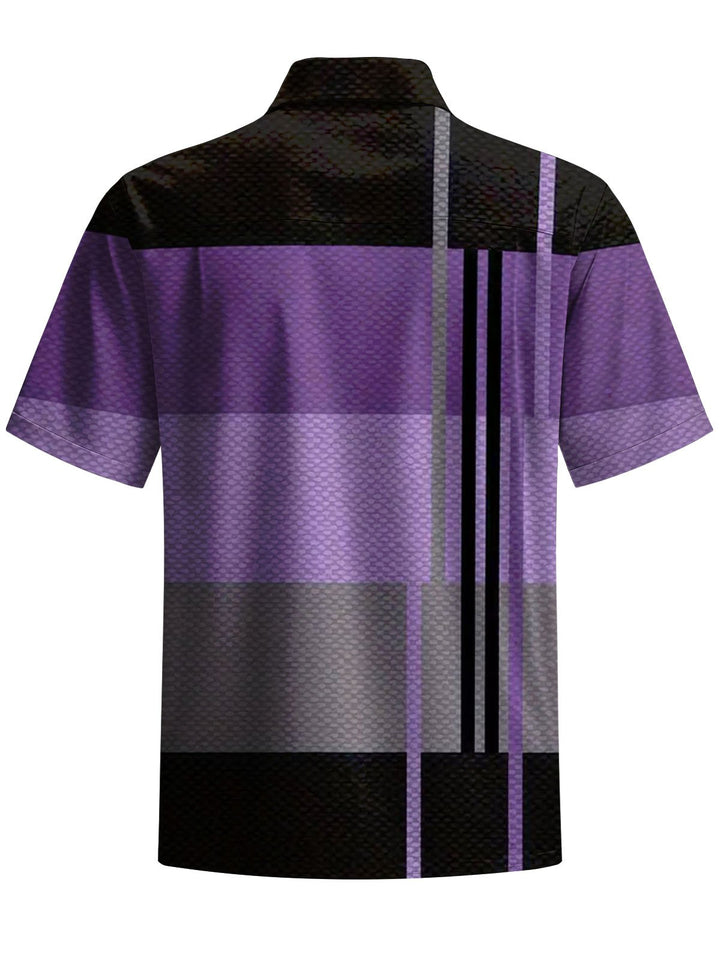 Alohadaddy® Casual Stripes Contrast Art Print Chest Pocket Men&