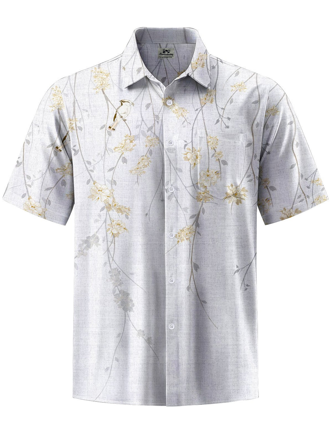 Alohadaddy® Casual Floral Art Print Chest Pocket Men&