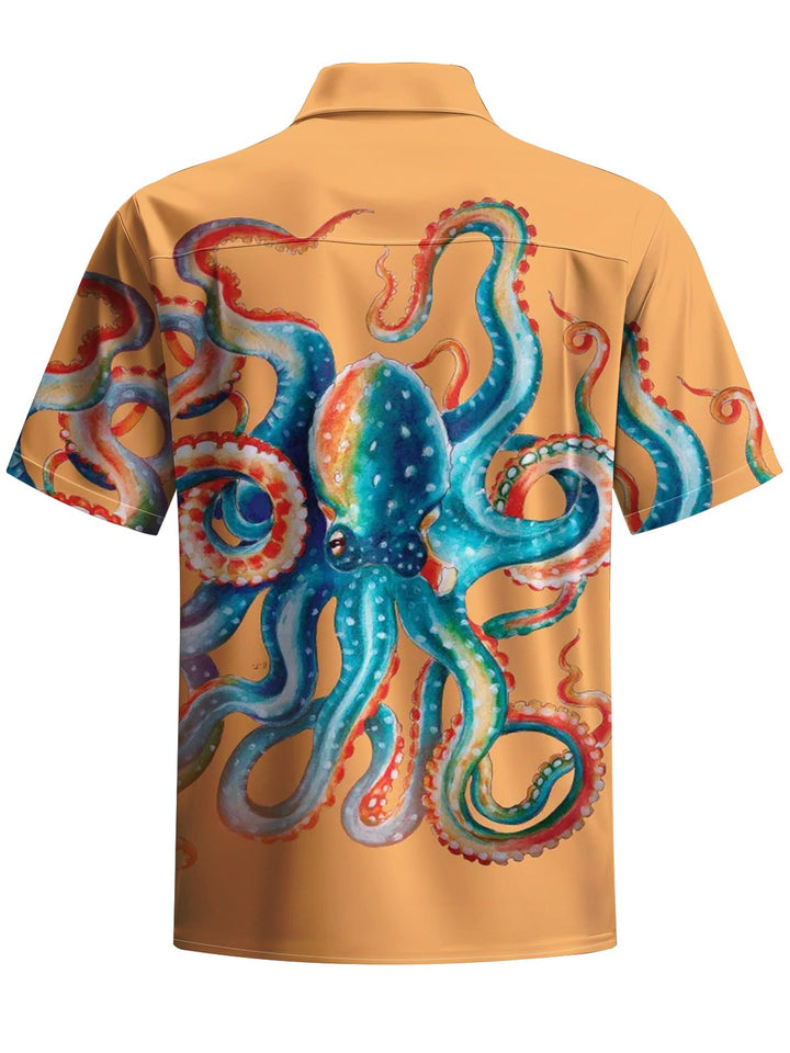 Alohadaddy® Hawaiian Octopus Art Print Chest Pocket Men&