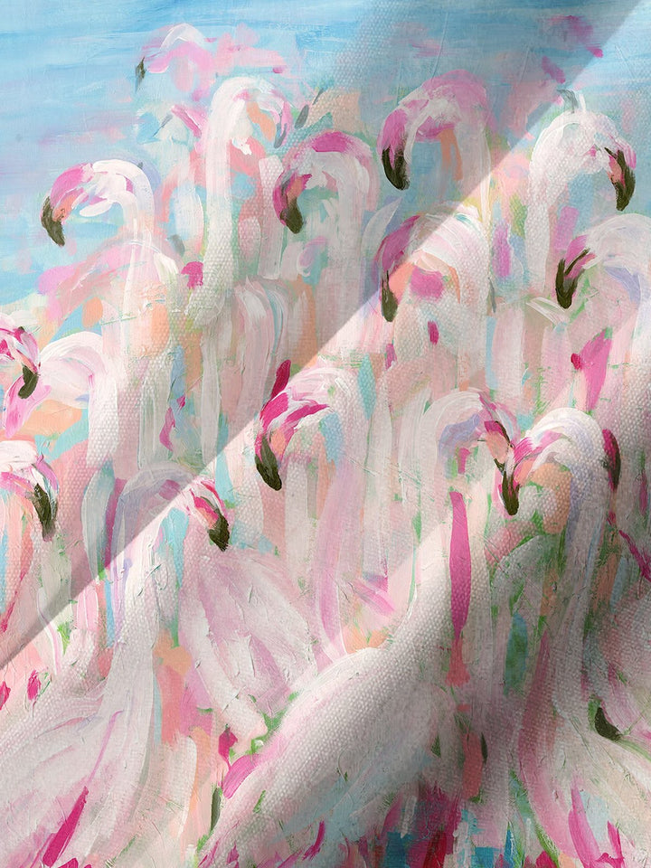 Alohadaddy® Hawaiian Flamingo Painting Art Print with Chest Pocket for Men&