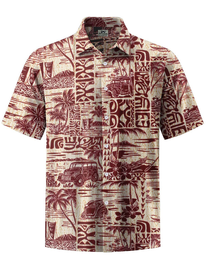 Alohadaddy® Vintage Tiki Car Print Art Pocket Stretch Men&