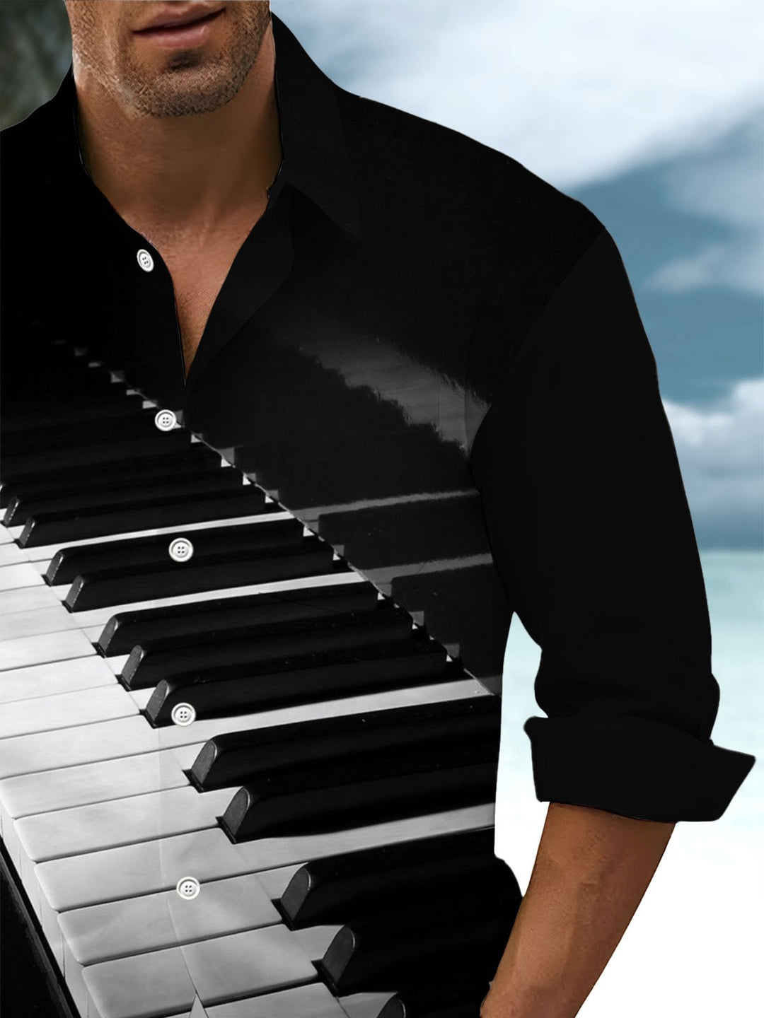 Alohadaddy® Casual Piano Art Print Pocket Stretch Men&