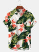 Alohadaddy® Vintage Floral Botanical Print Pocket Button Stretch Men's Short Sleeve Shirt Big & Tall