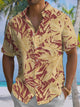 Alohadaddy® Men's Casual Leaf Silhouette Printed Pockets Elastic Button Short Sleeve Shirt Big & Tall