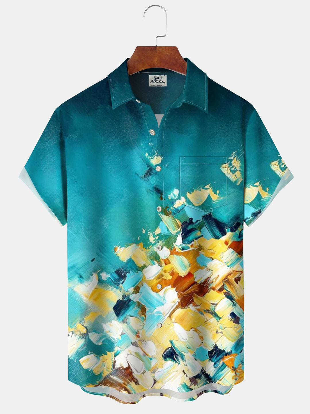 Alohadaddy® Vintage Oil Painting Acrylic Gradient Print Pocket Stretch Men&