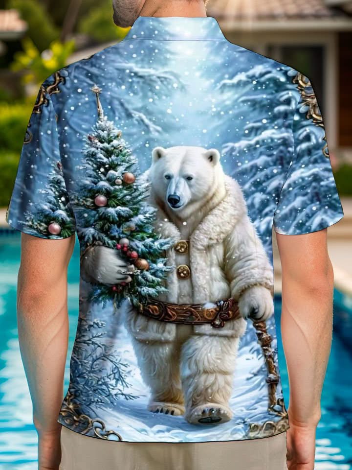 Alohadaddy® Christmas White Bear Print Elastic Button Men&