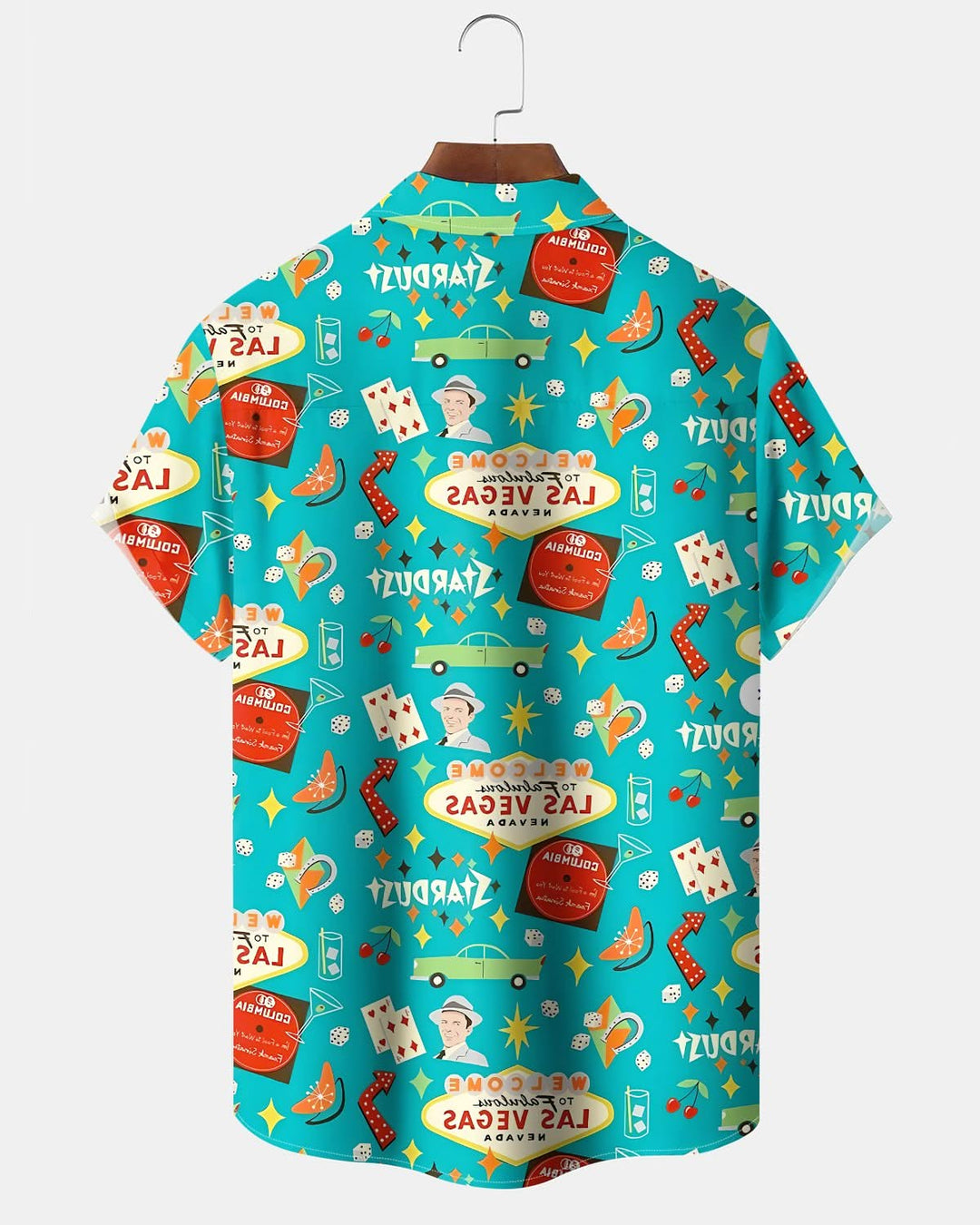 Alohadaddy® Retro Las Vegas Geometric Cartoon Print Art Pocket Button Men&