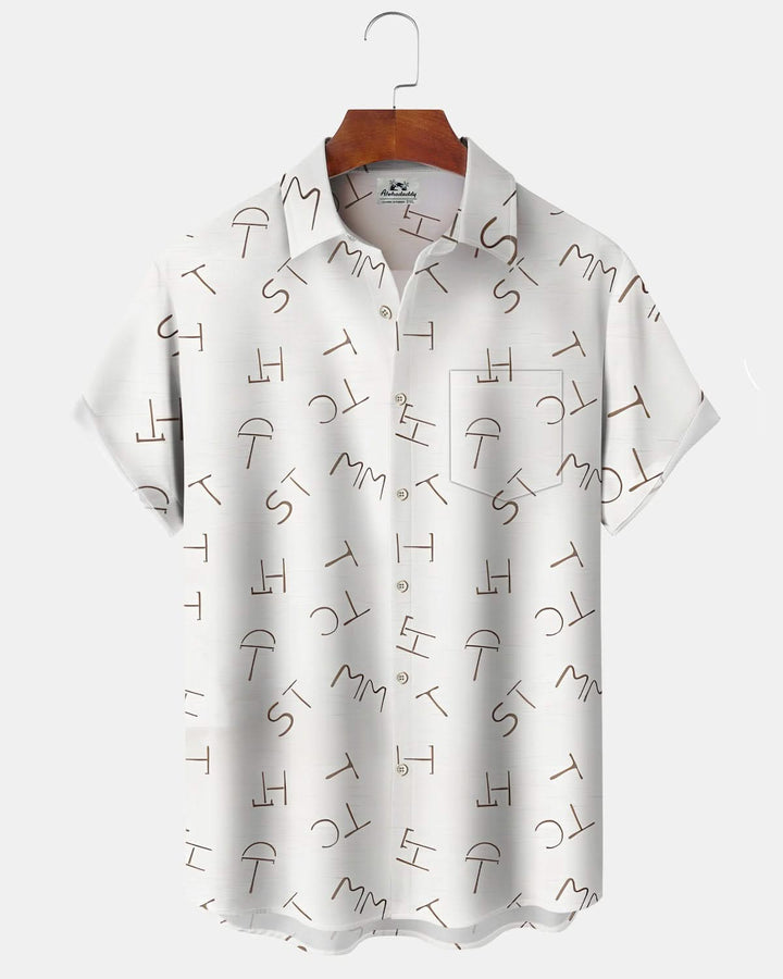 Alohadaddy® Casual Letter Print Art Pocket Buttons Elastic Men&