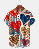 Alohadaddy® Valentine's Day Heart-Shaped Print Art with Elastic Buttons Men's Short-Sleeve Shirt Big & Tall