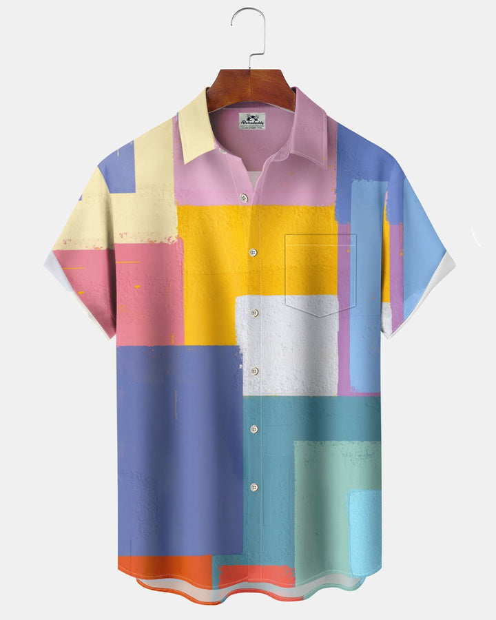 Alohadaddy® Casual Geometric Print Art Pocket Button Cardigan Men&