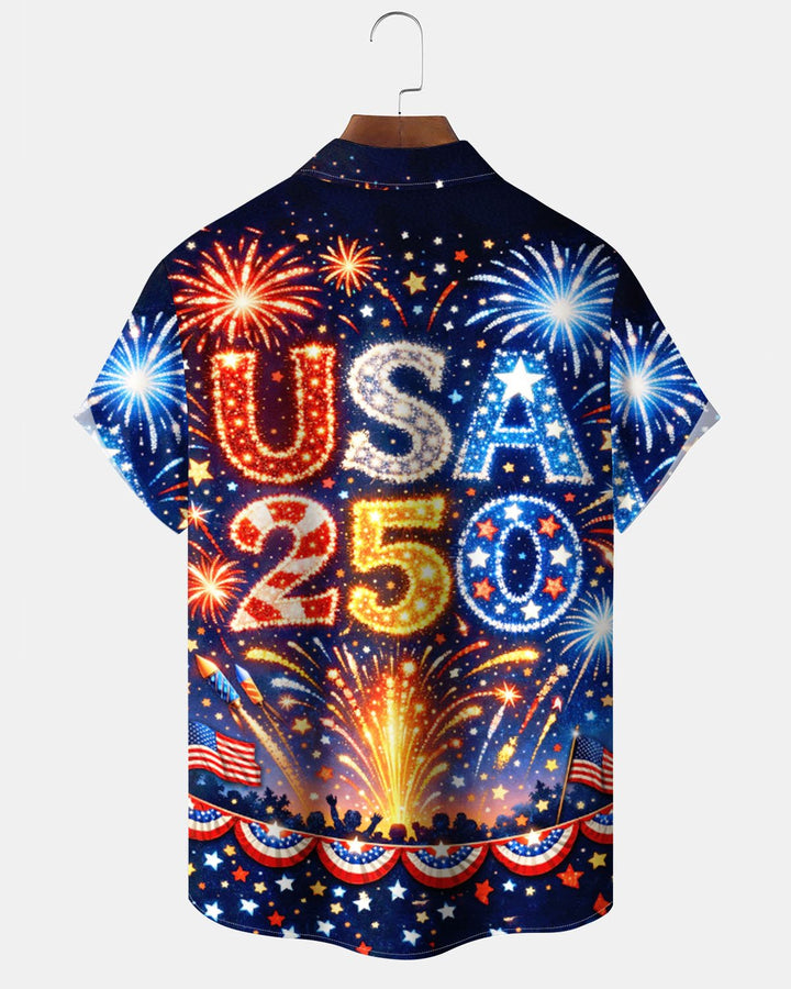 Alohadaddy® Holiday America 70th Anniversary Printed Pocket Button Men&
