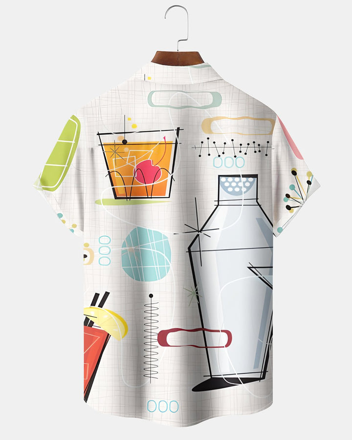 Alohadaddy® Casual Cocktail Set Geometric Print Art Button Pockets Cardigan Men&