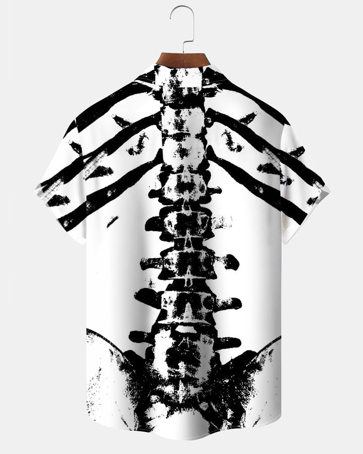 Alohadaddy® Casual Abstract Spinal Skeleton Print Art Button Pocket Cardigan Men&