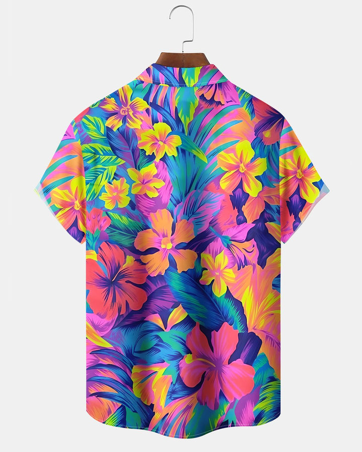 Alohadaddy® Hawaiian Floral Print Art Button Pocket Cardigan Men&