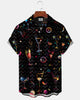 Alohadaddy® Casual Wine Glass Print Art Button Pocket Cardigan Men's Short Sleeve Shirt Big & Tall