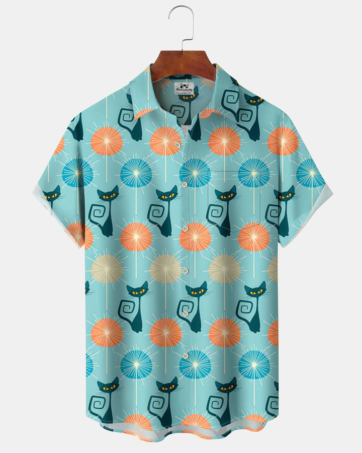 Alohadaddy® Casual Atomic Print Art Button Pocket Cardigan Men&