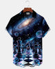 Alohadaddy® Casual Chess Print Art Button Pocket Cardigan Men's Short Sleeve Shirt