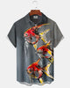 Alohadaddy® Casual Fish Print Art Button Pocket Cardigan Men's Short Sleeve Shirt