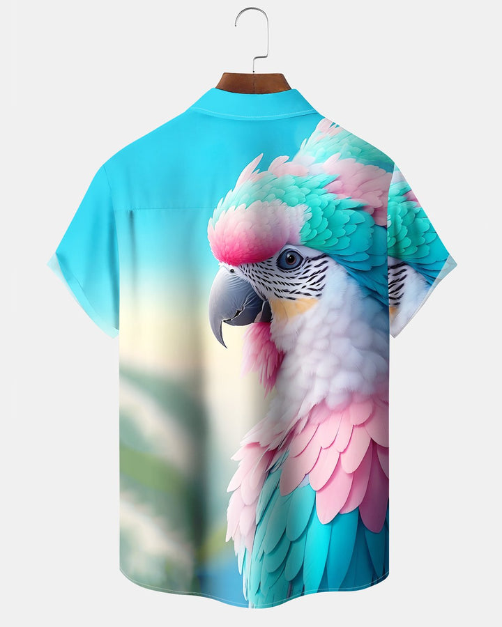 Alohadaddy® Casual Parrot Print Art Button Pocket Cardigan Men&