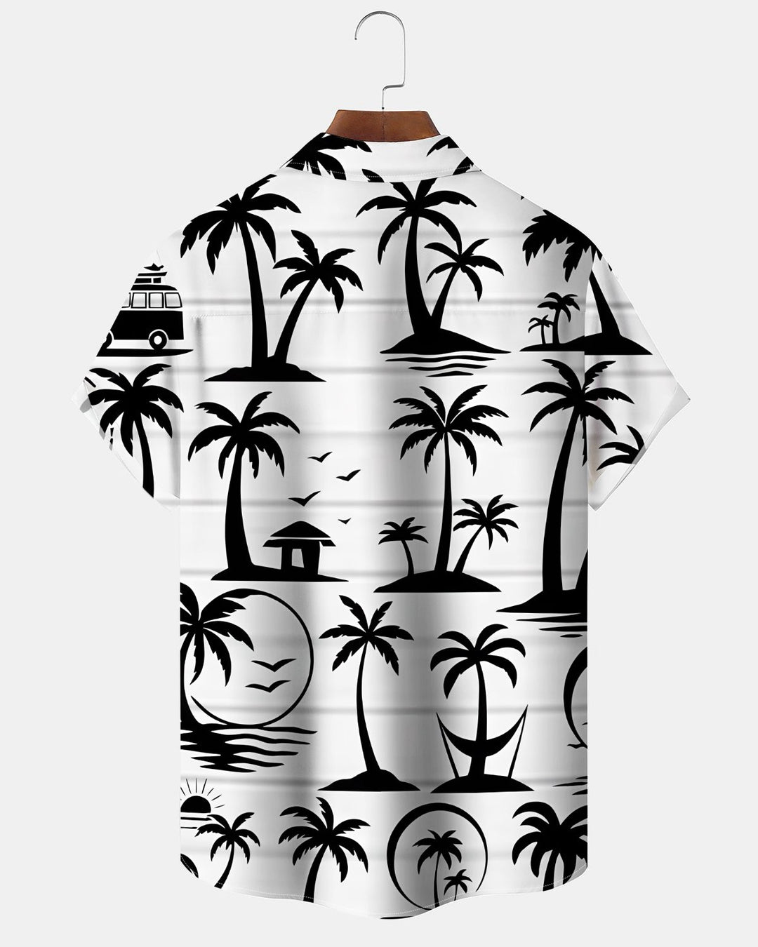 Alohadaddy® Hawaiian Palm Tree Print Art Button Pocket Cardigan Men&
