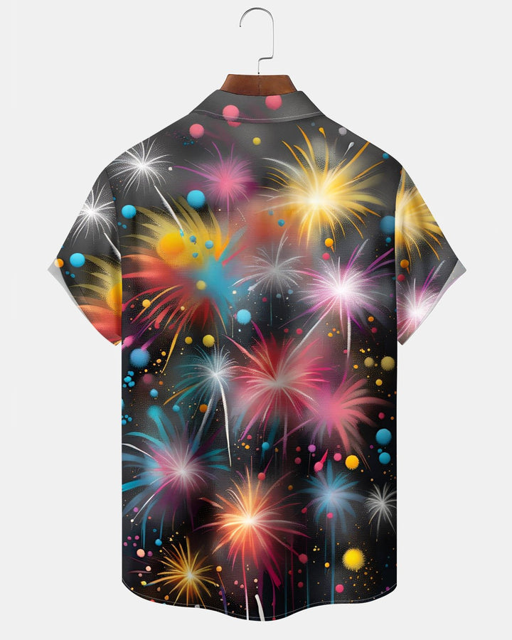 Alohadaddy® Vintage Fireworks Print Art Button Pocket Cardigan Men&