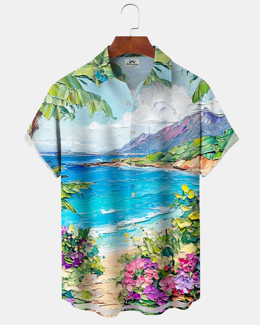 Alohadaddy® Hawaiian Beach Vacation Print Art Button Pocket Cardigan Men&