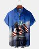 Alohadaddy® Retro Men's Short-Sleeve Shirt U.S. 250th Anniversary Commemorative Print  Button-Front Cardigan Style with Pocket