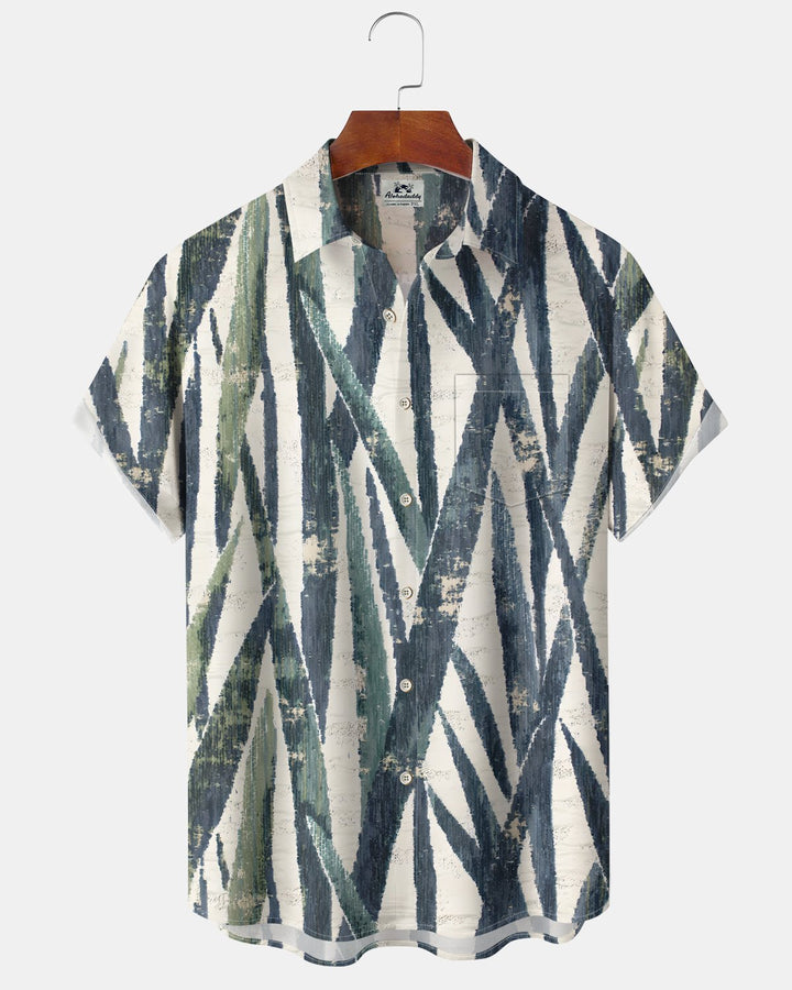 Alohadaddy® Casual Abstract Striped Print Art Button Pocket Cardigan Men&
