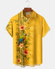 Alohadaddy® Men's Short-Sleeve Button-Down Shirt with Parrot Print Pocket and Cardigan-Style Front