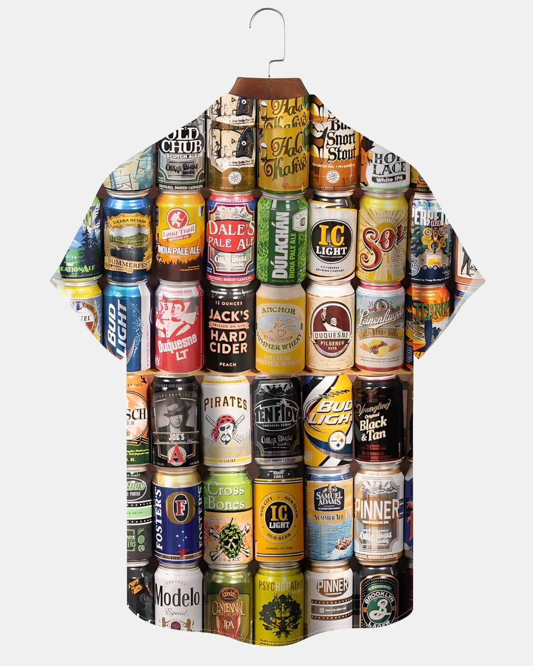 Alohadaddy® Holiday Beer Season Graphic Print Button-Down Pocket Cardigan-Style Men&