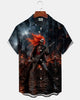 Alohadaddy® Men's Short-Sleeve Button-Down Shirt  Vintage Halloween Graphic Print with Pocket