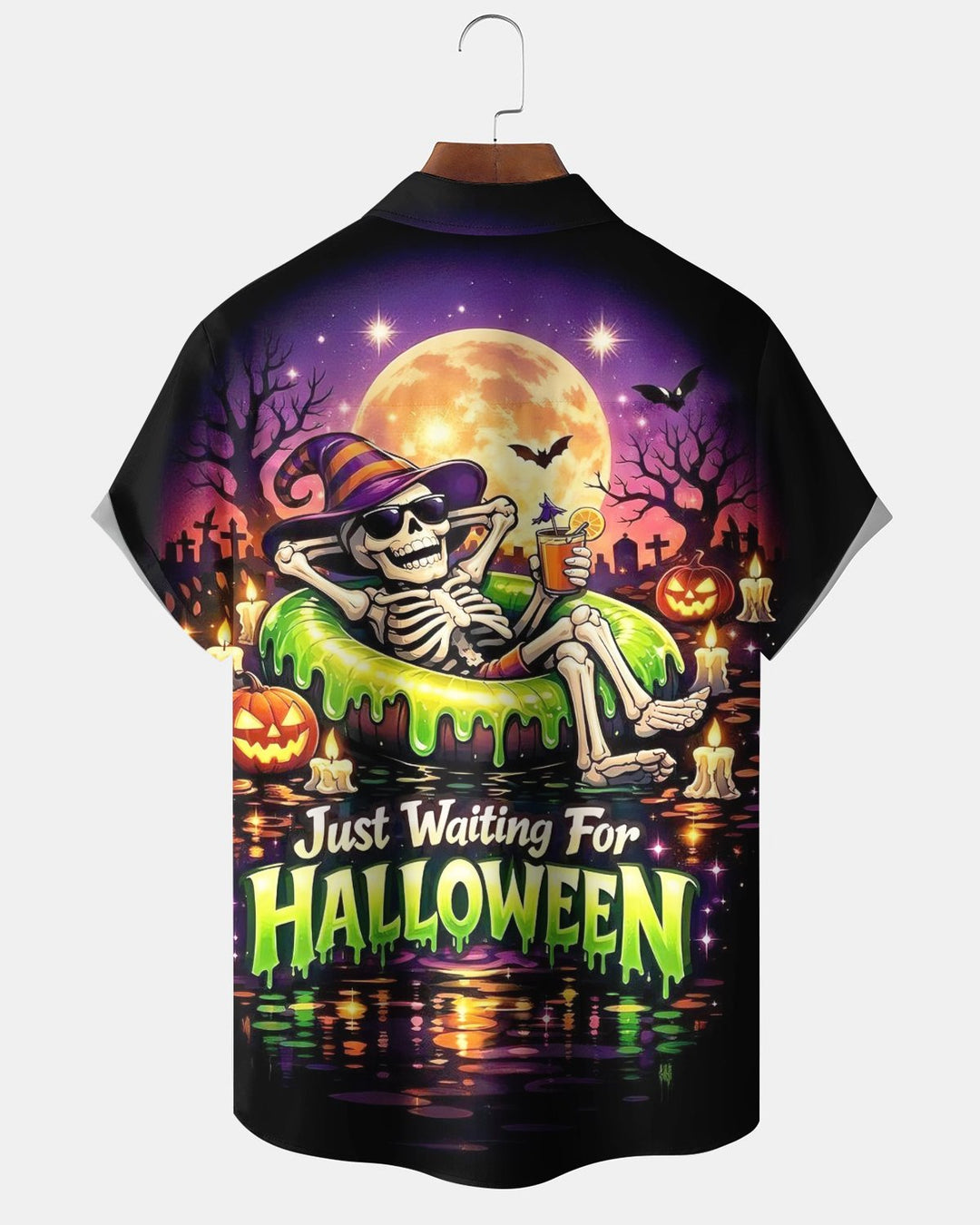 Alohadaddy® Holiday Halloween Graphic Print Button-Down Pocket Cardigan-Style Men&