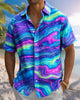 Alohadaddy® Men's Short-Sleeve Button-Down Shirt with Pocket Abstract Print