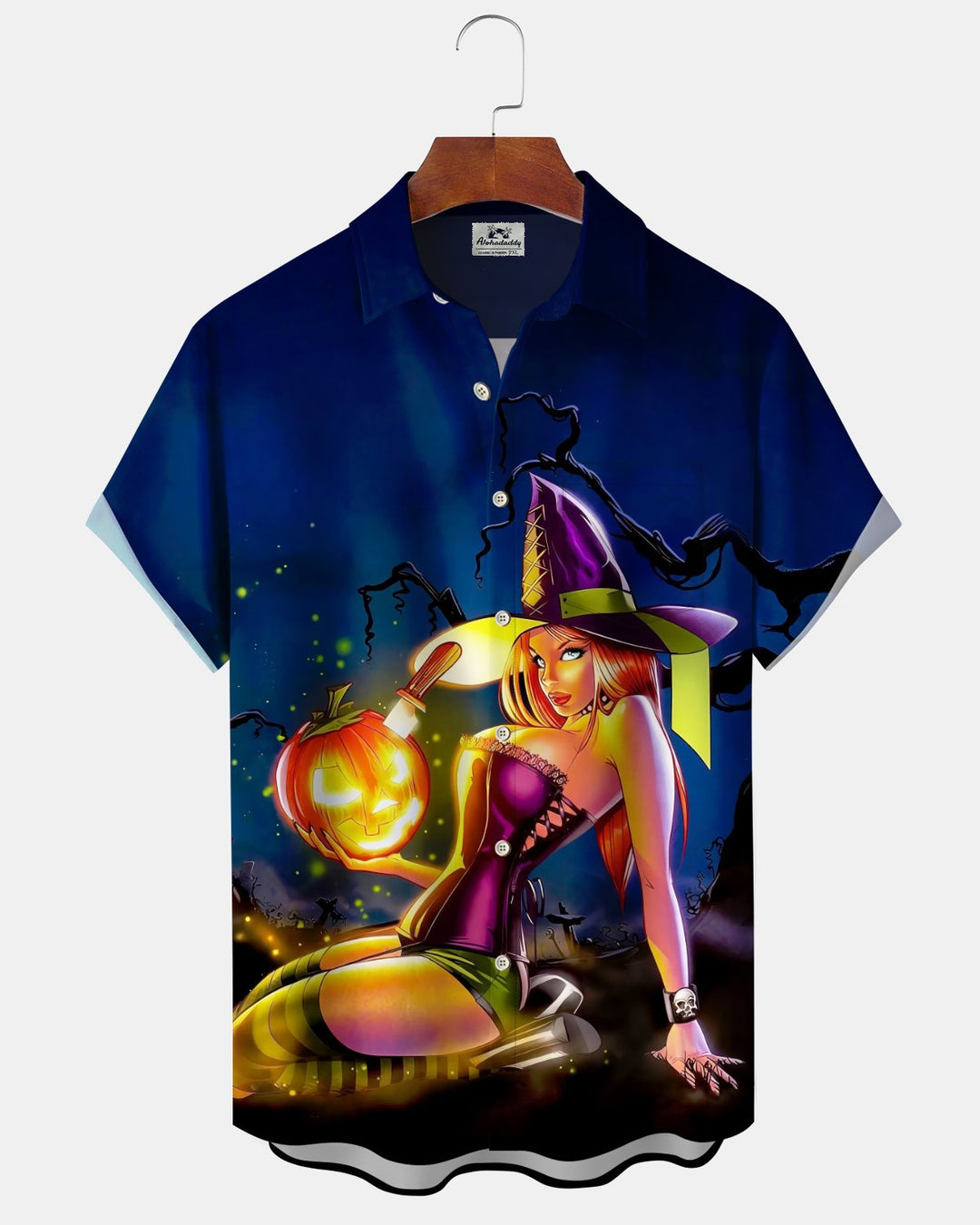 Alohadaddy® Holiday Halloween Graphic Print Button-Down Pocket Cardigan-Style Men&