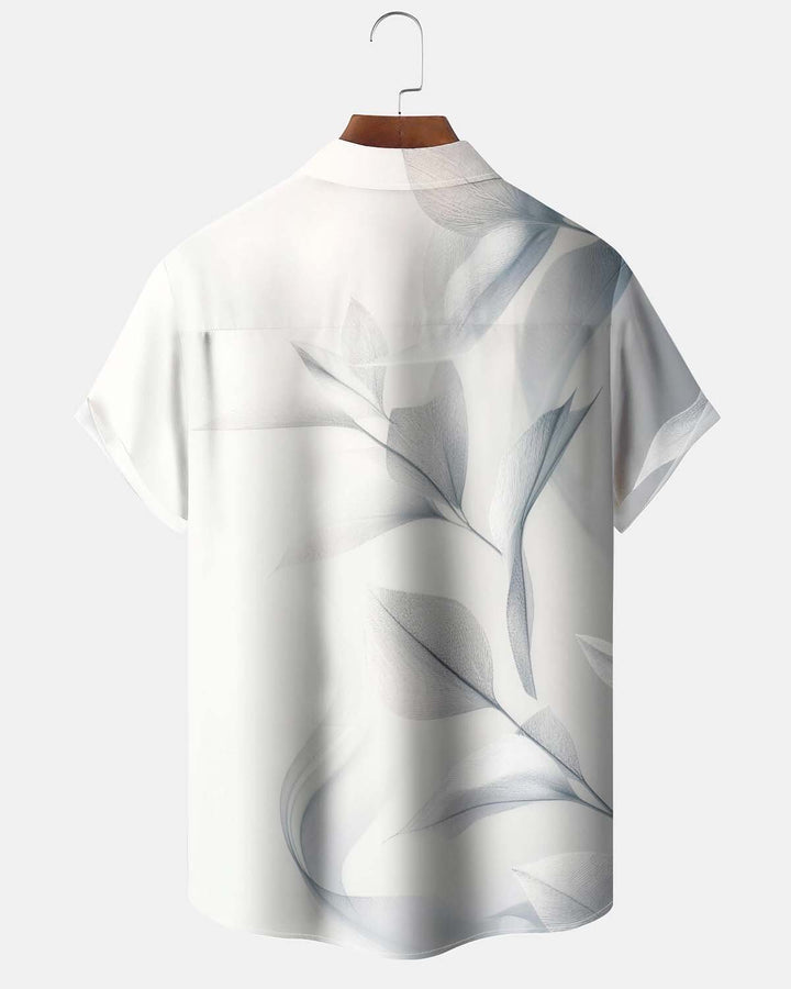 Alohadaddy® Men’s Short-Sleeve Button-Down Shirt  Casual Leaf-Print Cardigan-Style Shirt with Pocket