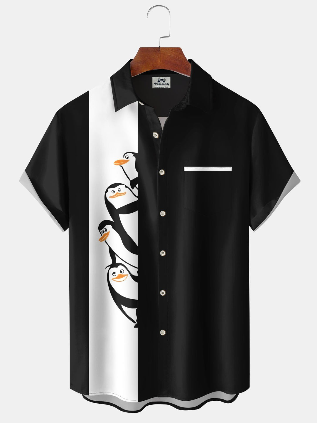 Alohadaddy Vintage Hawaiian Cartoon Penguin Bowling Shirt