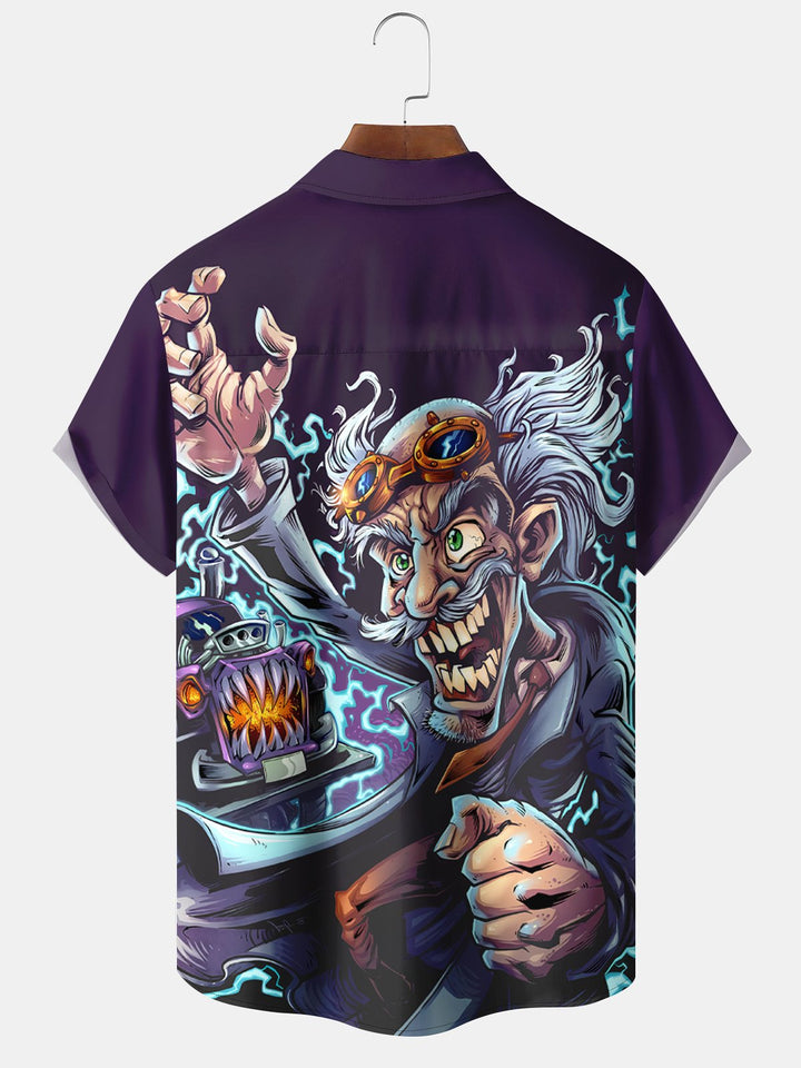 Alohadaddy Retro 60s Cartoon Car Flame Pocket Shirt