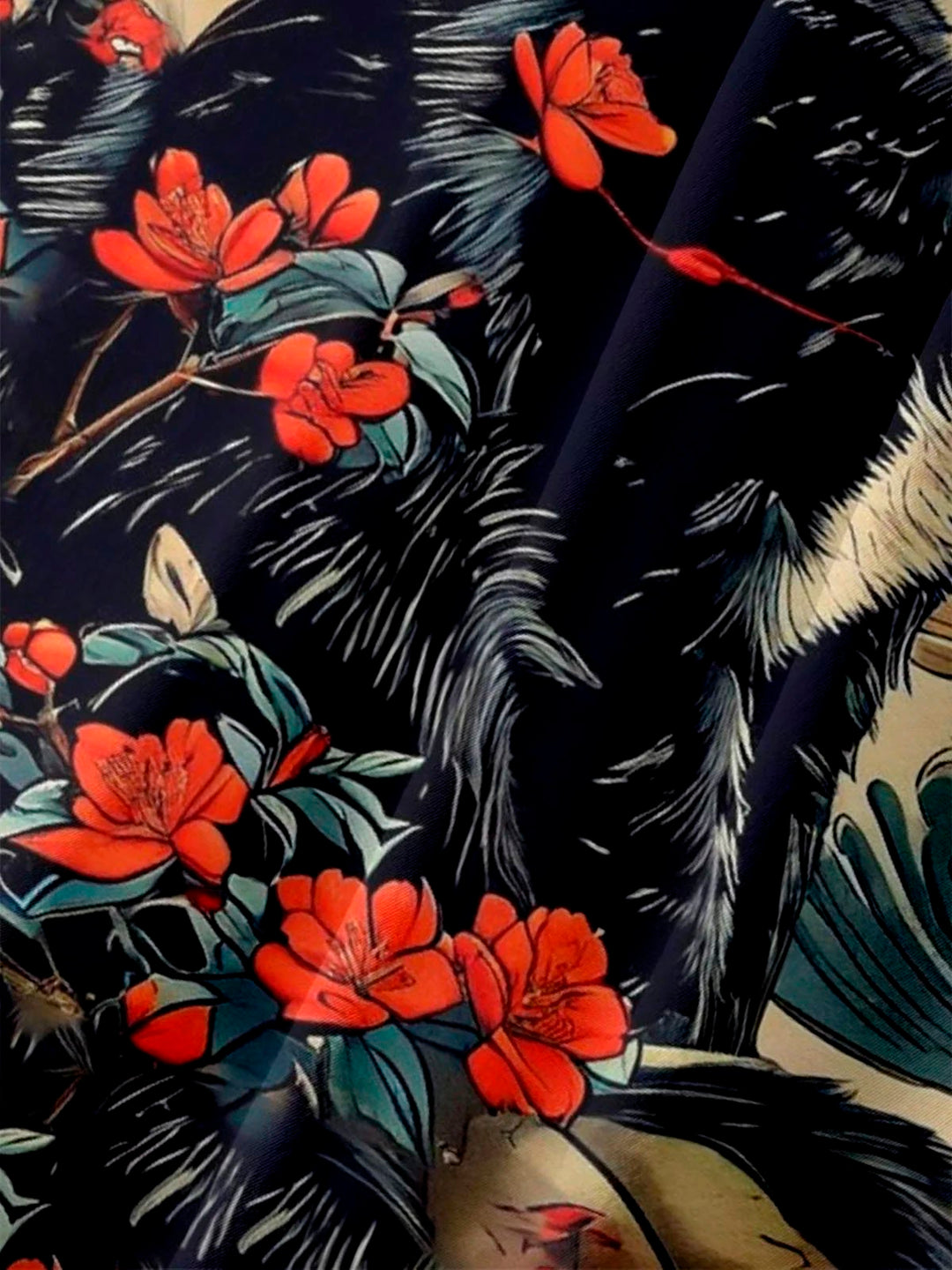 Camisa de manga corta con bolsillos y botones y estampado de gato estilo retro ukiyo-e para hombre de Alohadaddy